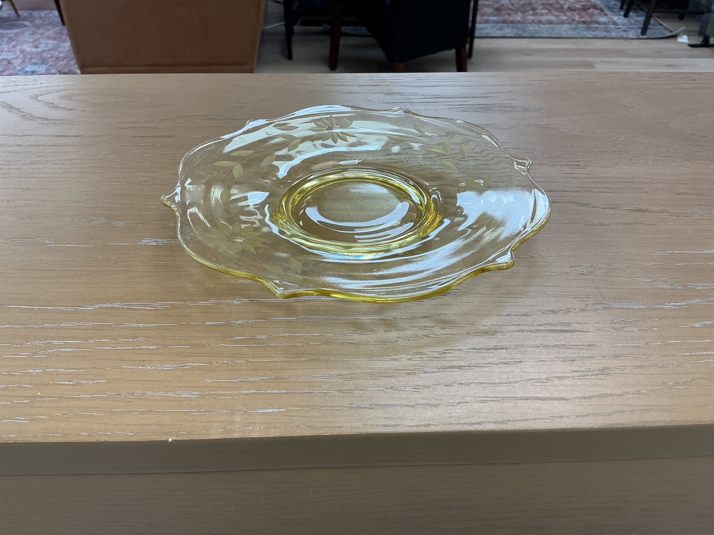 Vintage Jubilee Yellow Lancaster Glass 6” Plate