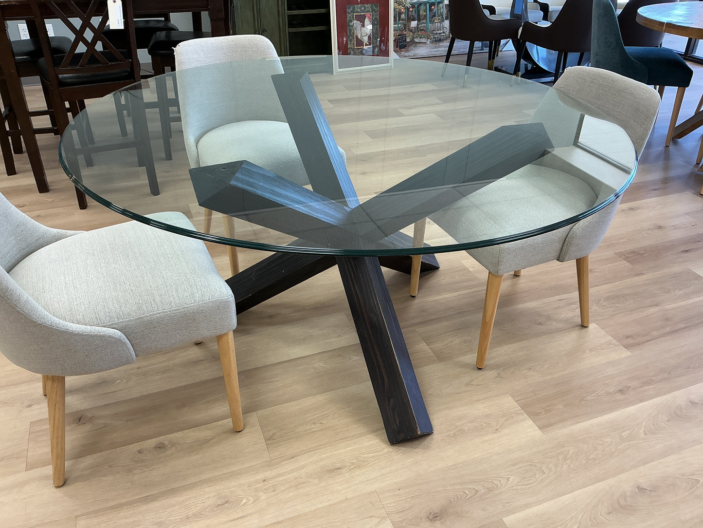 60” Round Glass Dining Table