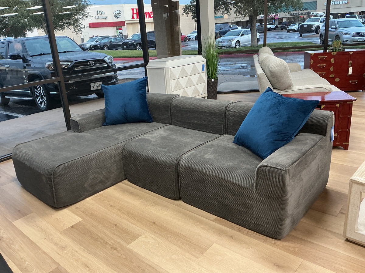 Modular 3 Pc Corduroy Chaise Sectional