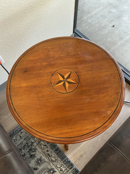 Vintage Round Wine Table w/Inlay