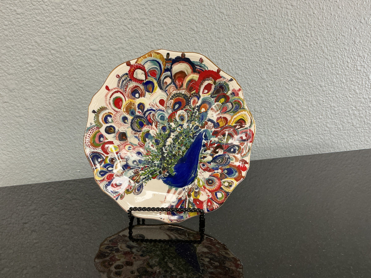 Peacock White 8” Decorative Plate