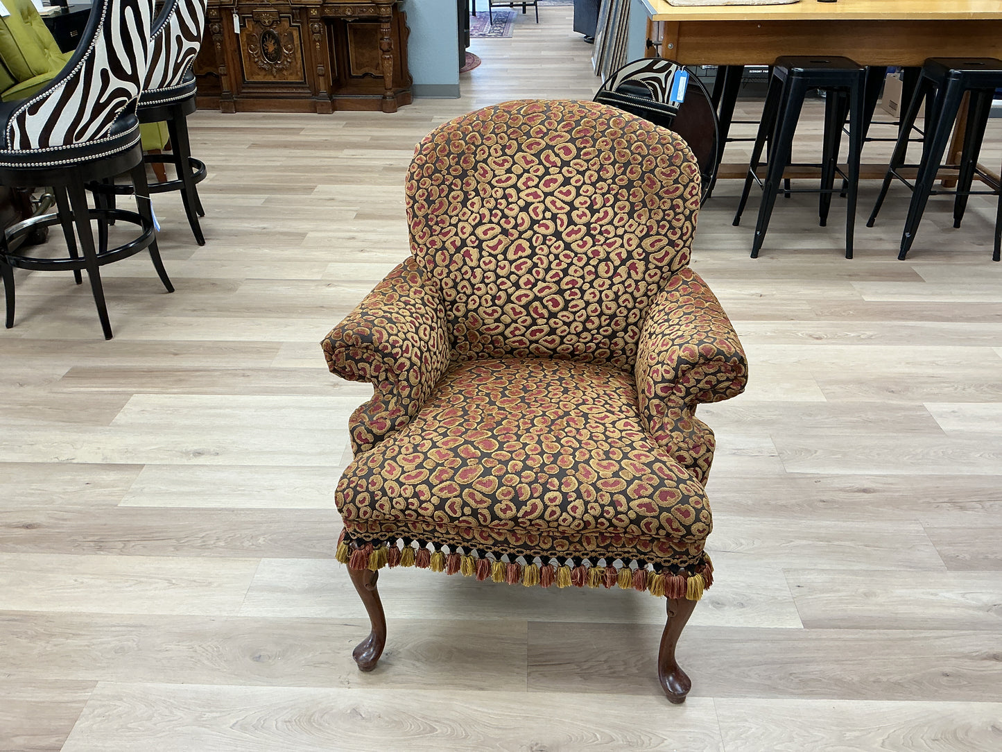 Custom Leopard Upholstered Wingback Chair