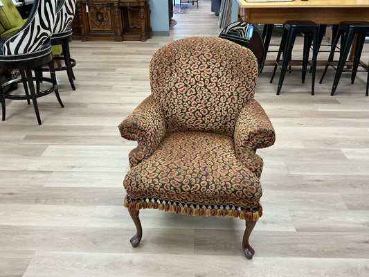 Custom Leopard Upholstered Wingback Chair