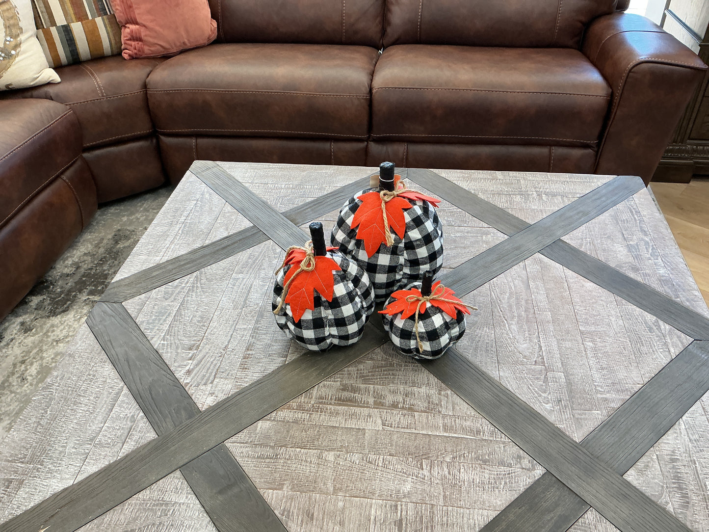 Buffalo Check Pumpkins (Set of 3)