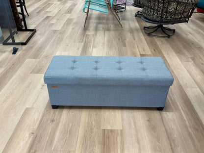 Foldable Tufted Linen Storage Ottoman
