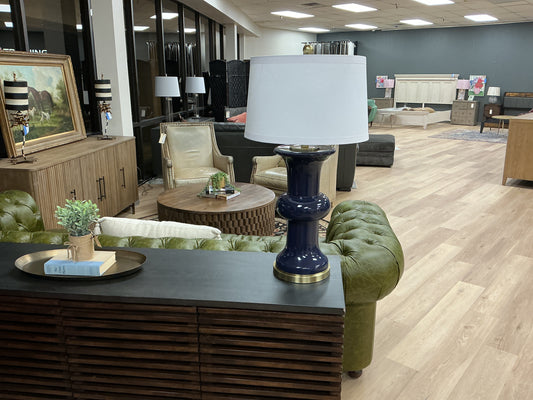 Vince Navy Glass Table Lamp