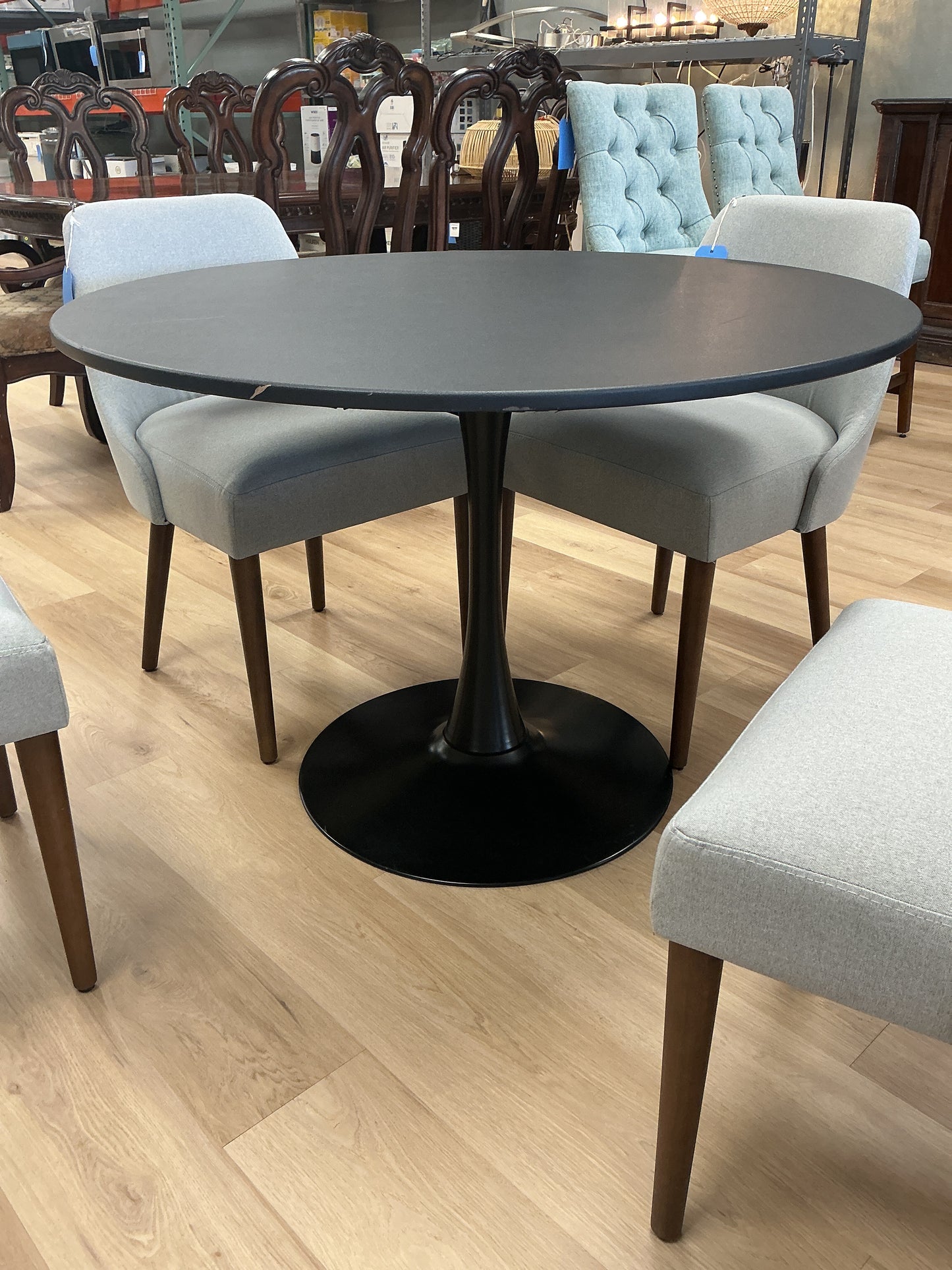 Mid-Century 42” Pedestal Dining Table