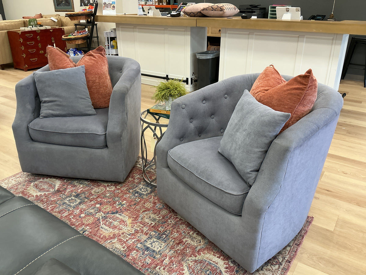 Upholstered Button-Tufted Barrel Accent Chair