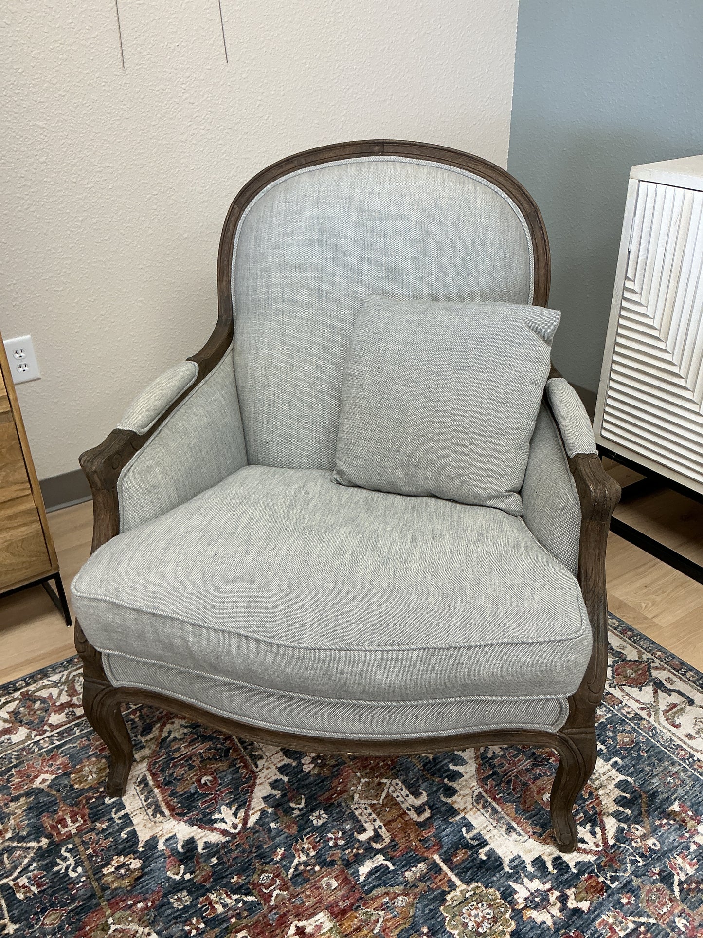 Antoinette Linen Driftwood Bergere Chair