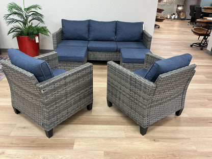 Metal Frame 5-Piece Rattan Outdoor Living Set