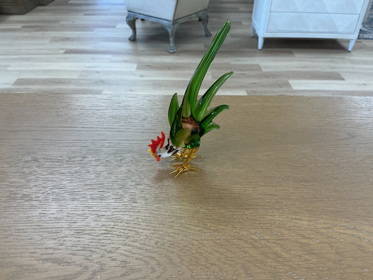 Murano Style Art Green Glass Rooster