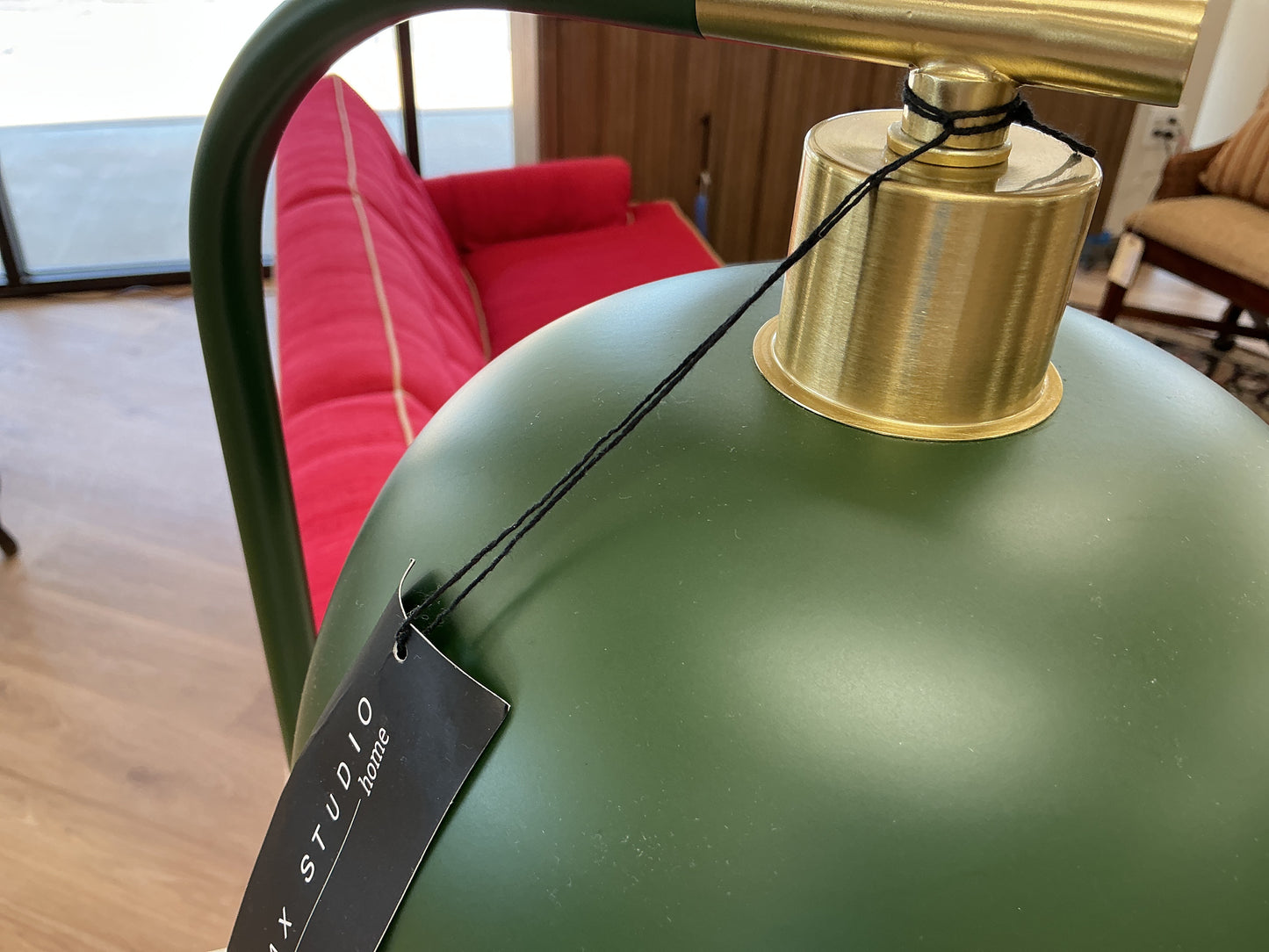 Green Metal Domed Table Lamp w/Metal Shade