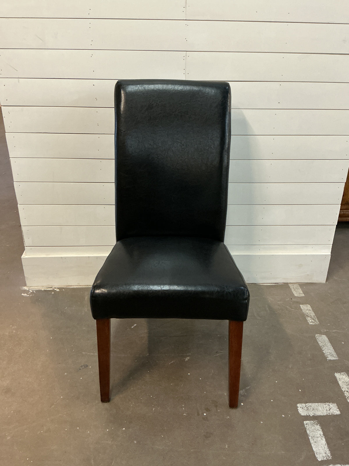 Black Leather Roll Back Dining Chairs (Set of 4)