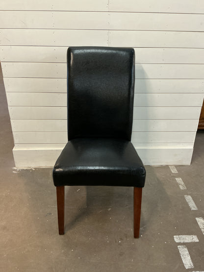 Black Leather Roll Back Dining Chairs (Set of 4)