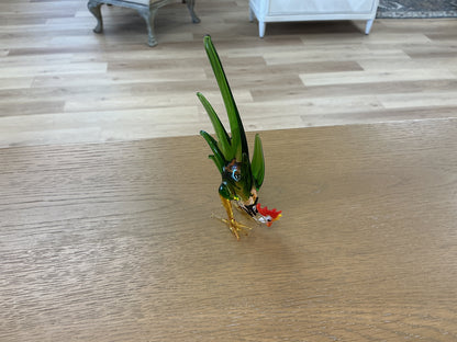 Murano Style Art Green Glass Rooster