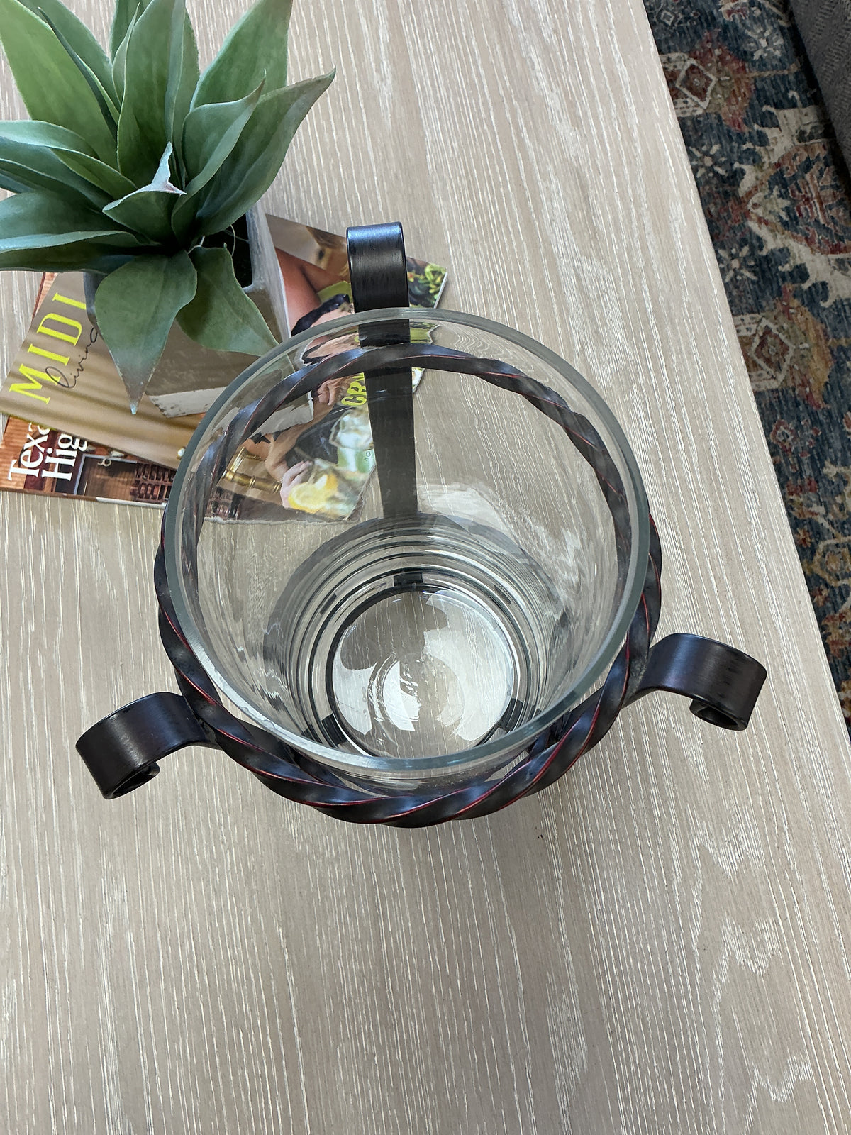 Willow House Footed Lamp Candle Holder Iron & Glass