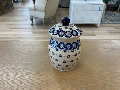 Vintage Polish Pottery Lidded Ginger Jar
