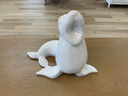 White Ceramic Seal Statue