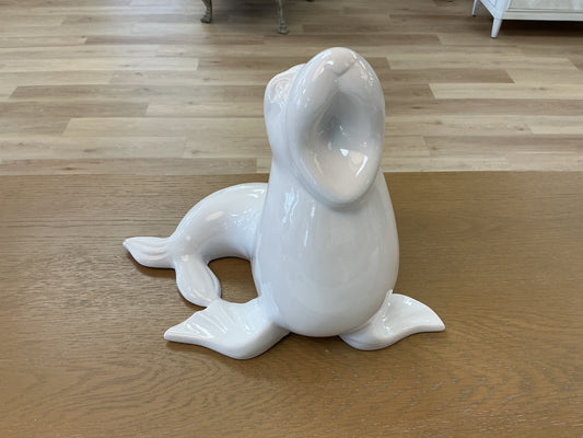 White Ceramic Seal Statue