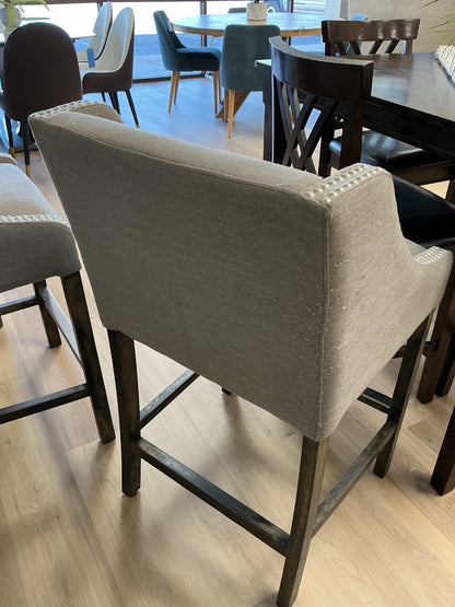 Curved Upholstered Bar Stool w/Nailheads