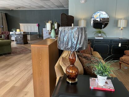 Tortoise Shell Glass Lamp w/Shade