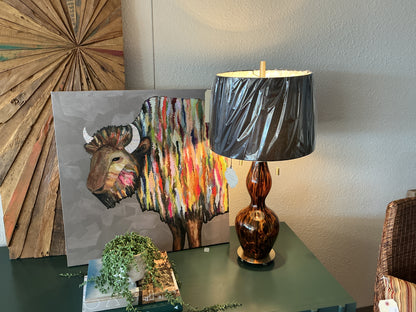 Tortoise Shell Glass Lamp w/Shade