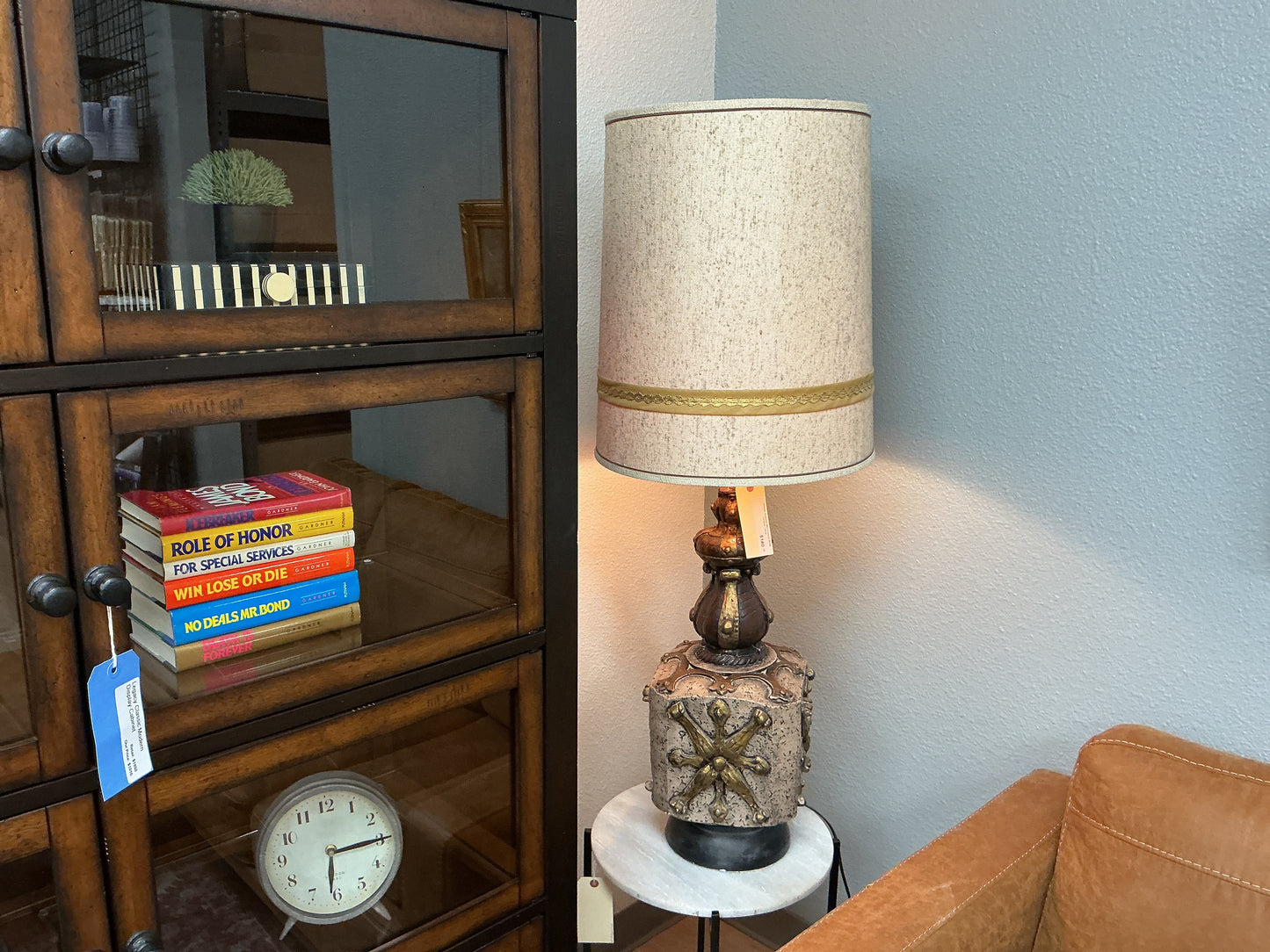Vintage Textured Mid-Century Block Ceramic Lamp