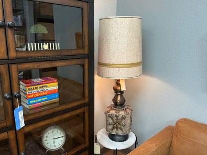 Vintage Textured Mid-Century Block Ceramic Lamp