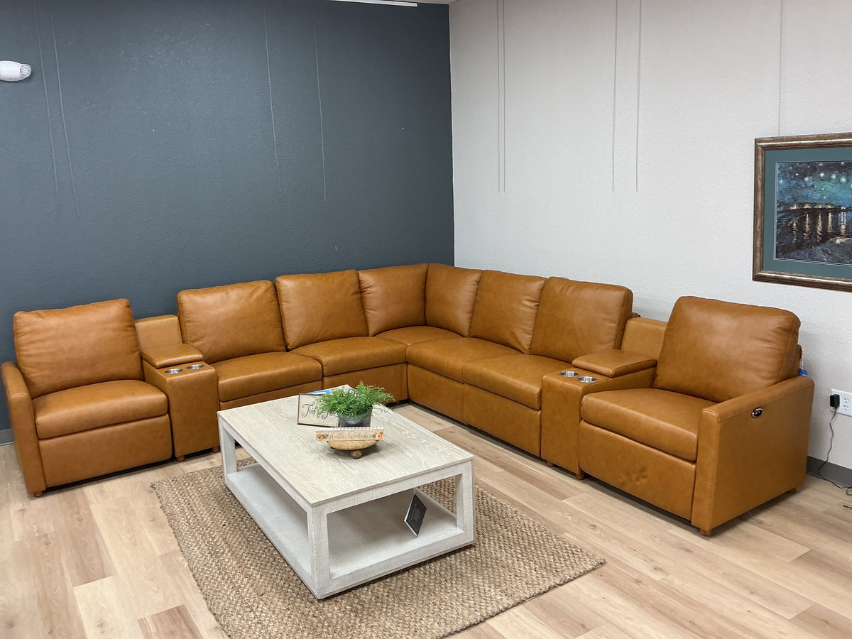 Genuine Leather Match Power Reclining Sectional