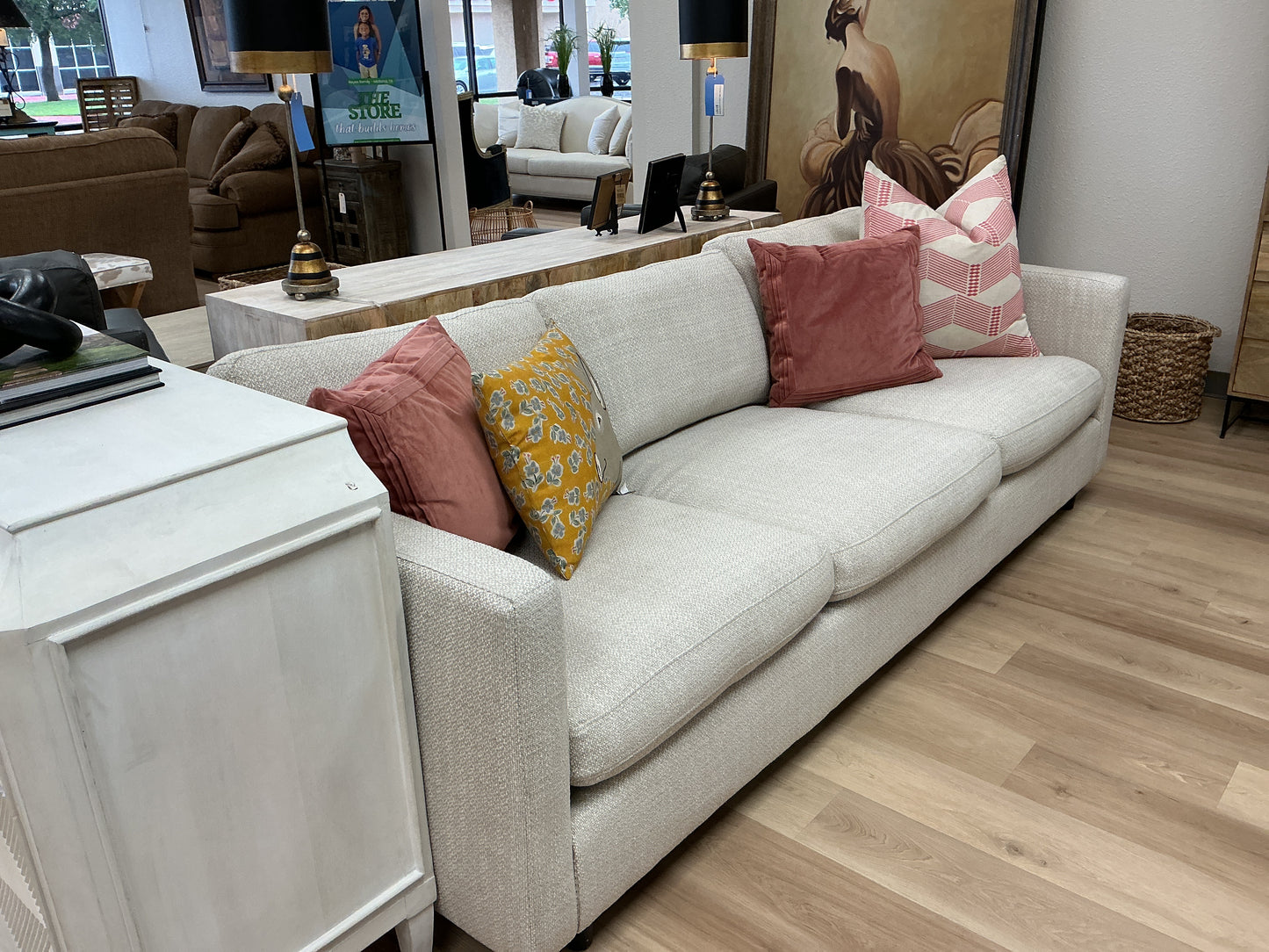 Deep Seat Alabaster Boucle Sofa