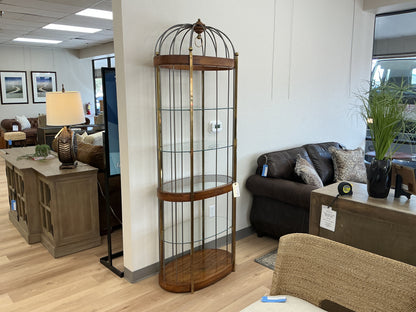 Vintage Wood & Brass Birdcage Etagere