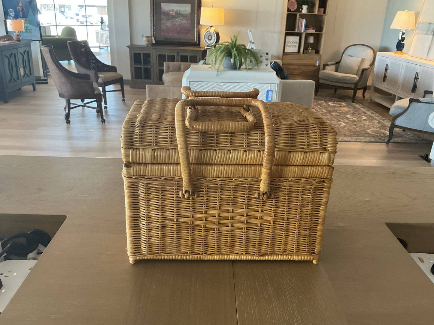 Vintage Rattan Woven Wicker Basket