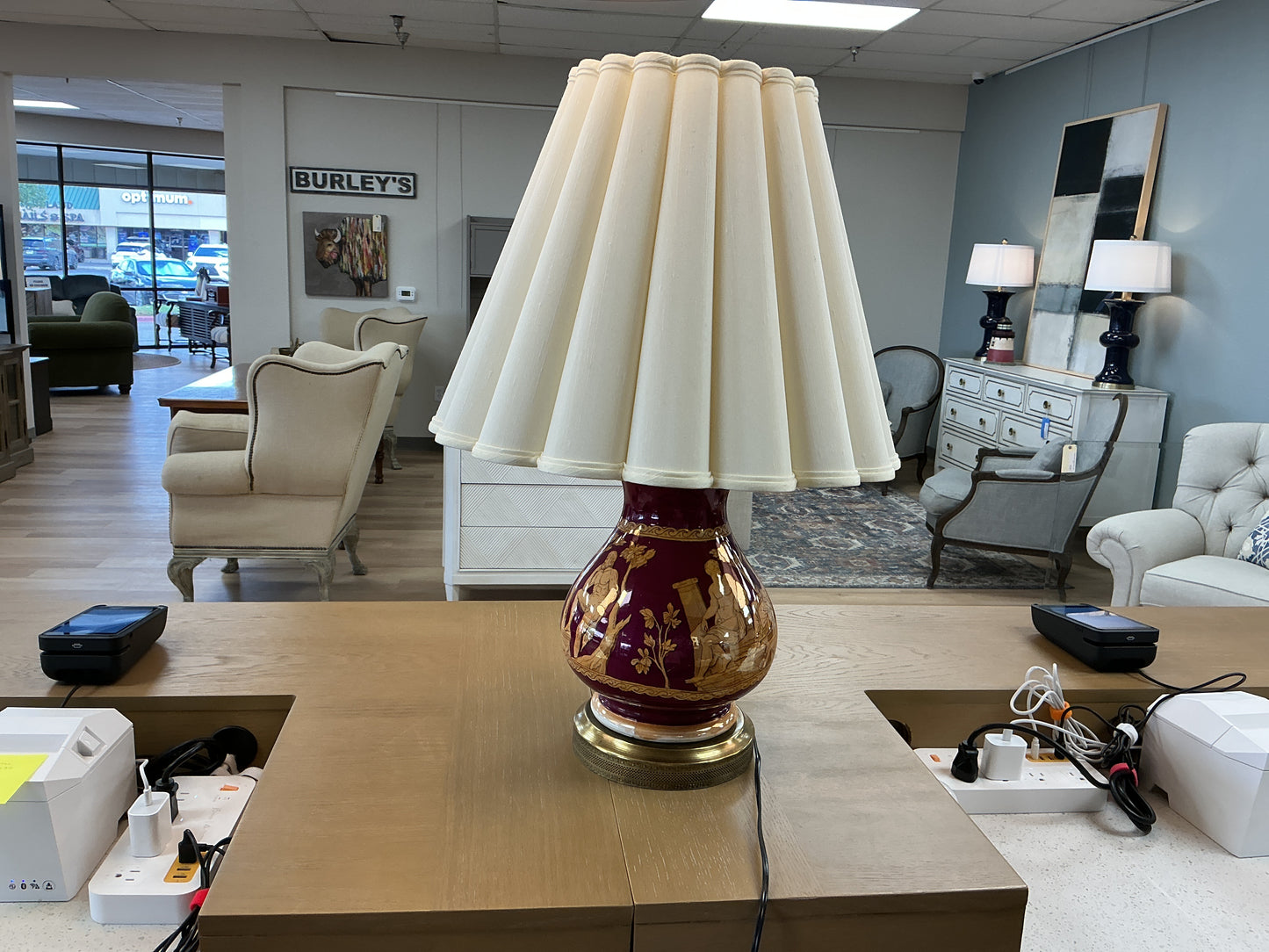 Greek Inspired Porcelain Lamp w/Shade
