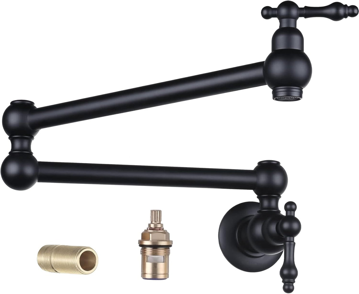WOWOW Black Double Handel Wall-Mount Commercial Pot Filler Faucet