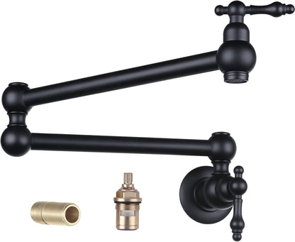 WOWOW Black Double Handel Wall-Mount Commercial Pot Filler Faucet
