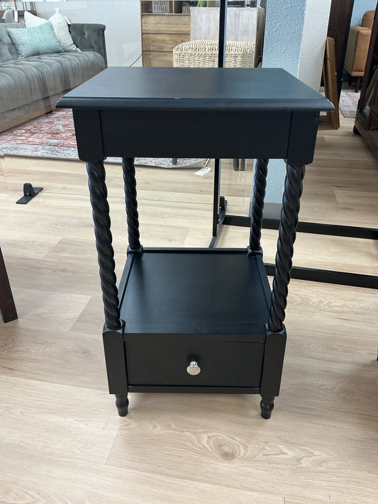 Black Nightstand w/ Spindle Legs