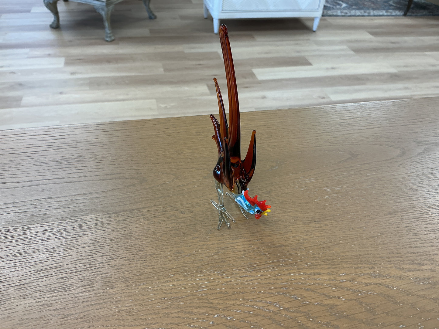 Murano Style Art Amber Glass Rooster