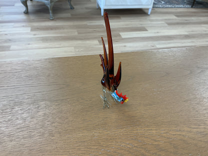 Murano Style Art Amber Glass Rooster