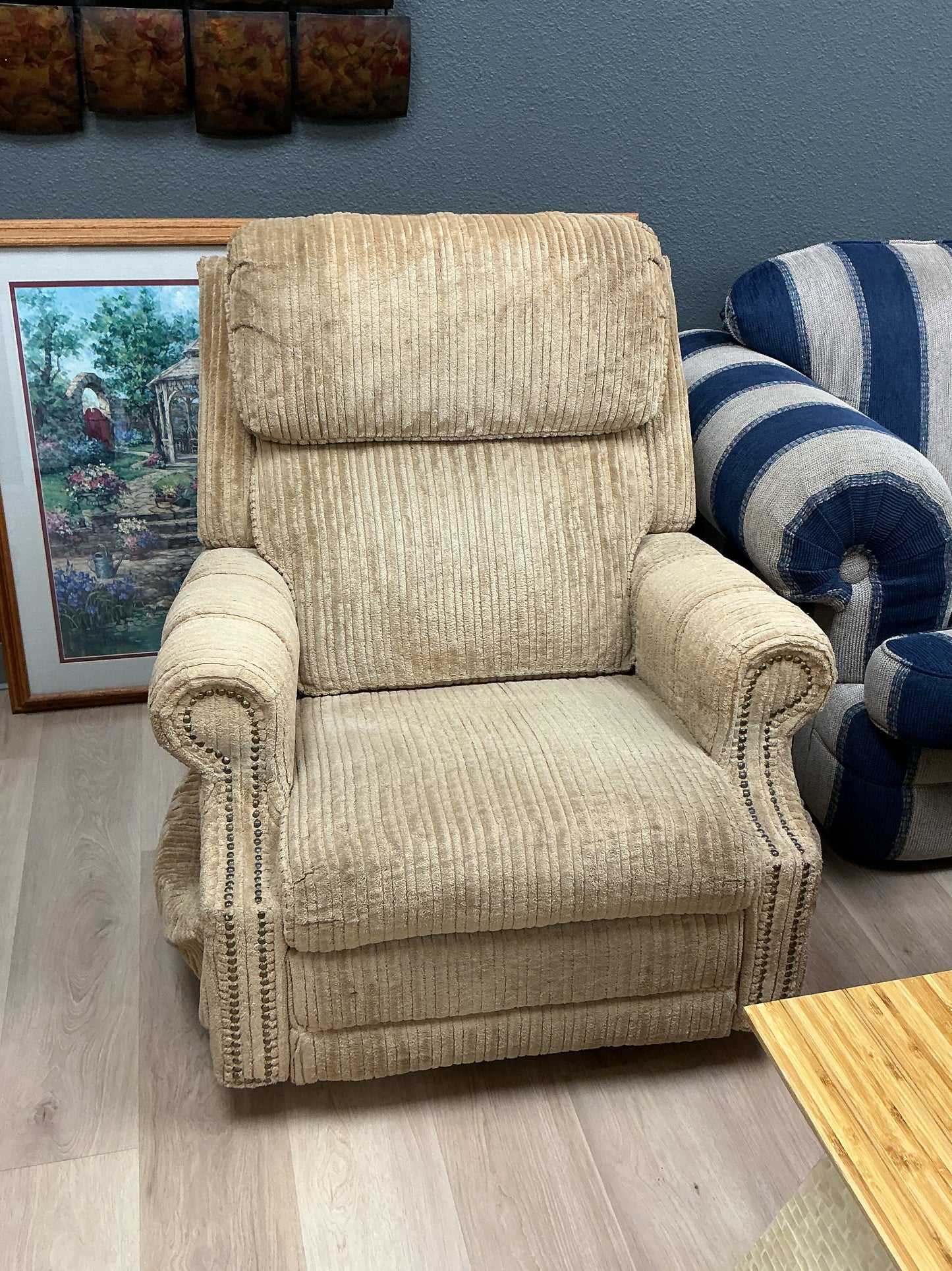 Corduroy Recliner w/Nailheads