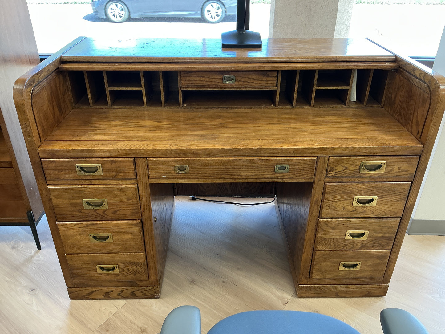 Classic Oak Roll Top Desk