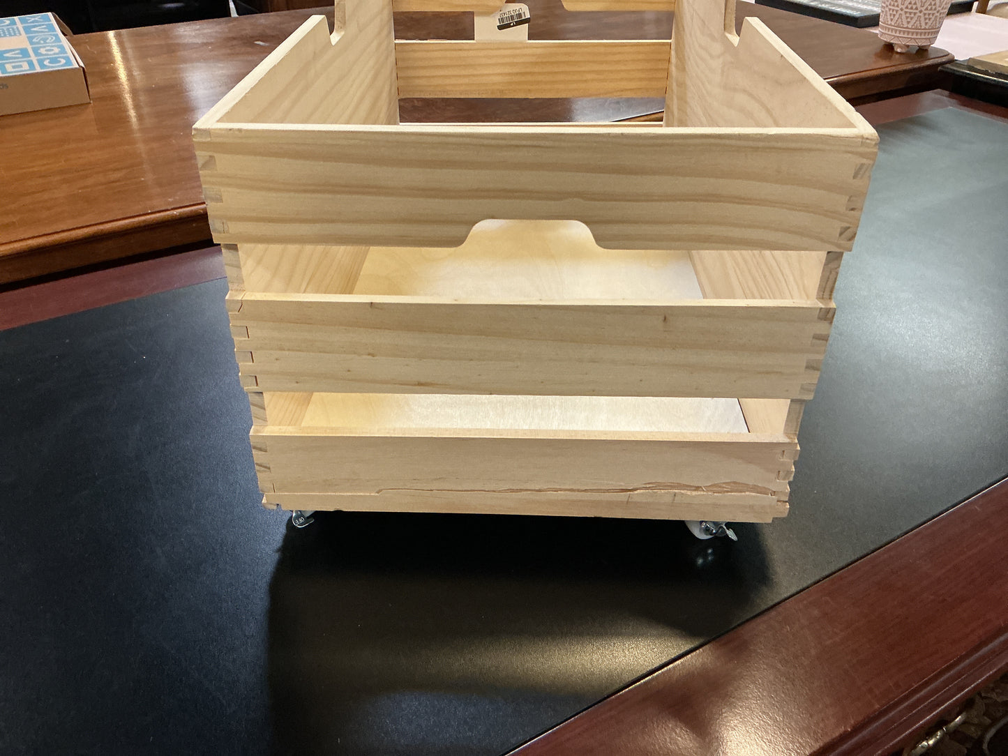 Large Wood Bin w/Wheels