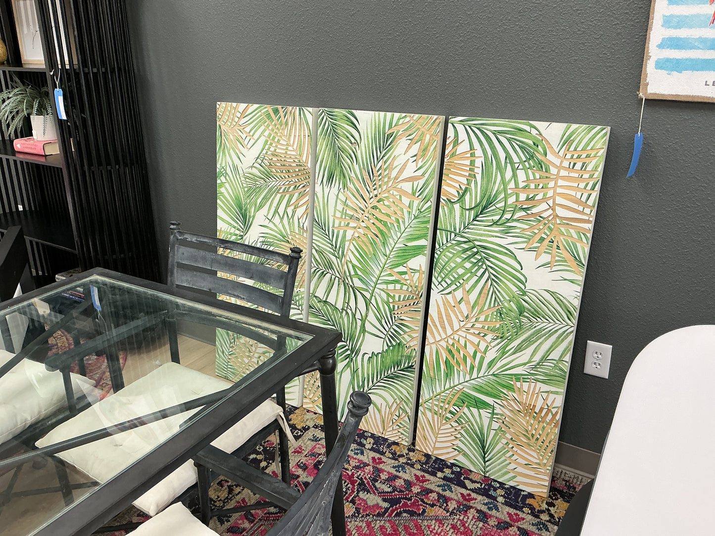Carved Wood Palm Leaf Wall Panel Art (Set of 3)