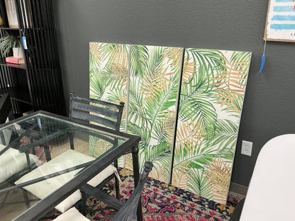Carved Wood Palm Leaf Wall Panel Art (Set of 3)