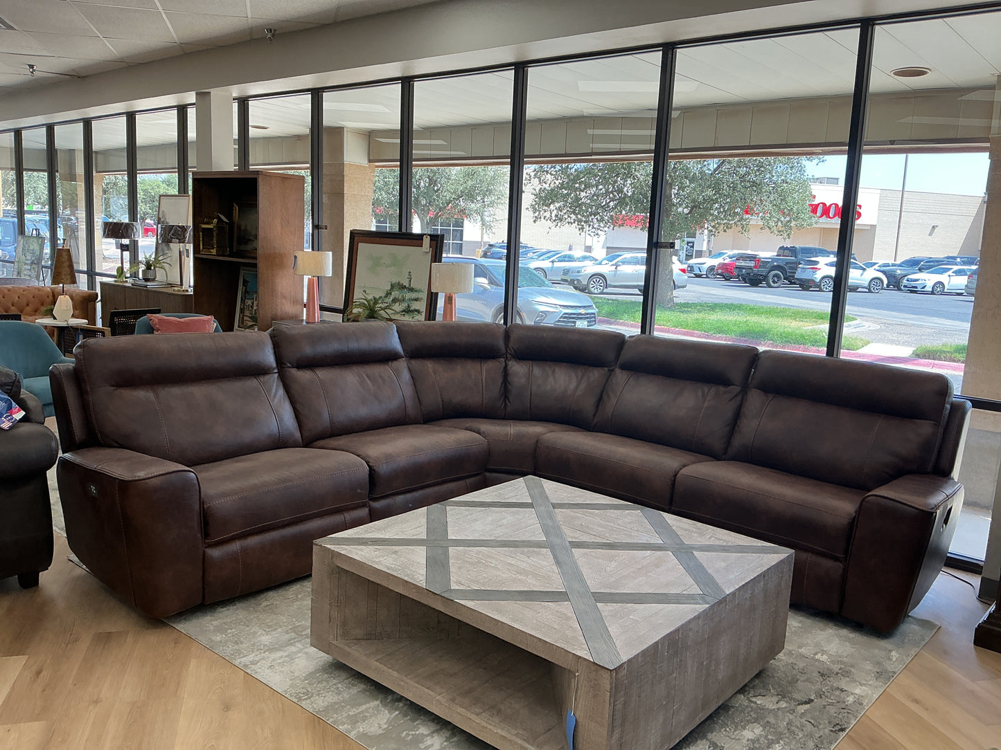 Five Seat Dual Reclining Faux Leather Sectional
