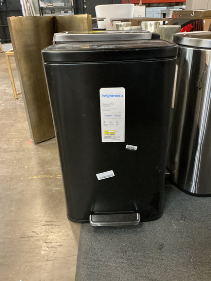 45L Rectangular Black Stainless Step Trash Can