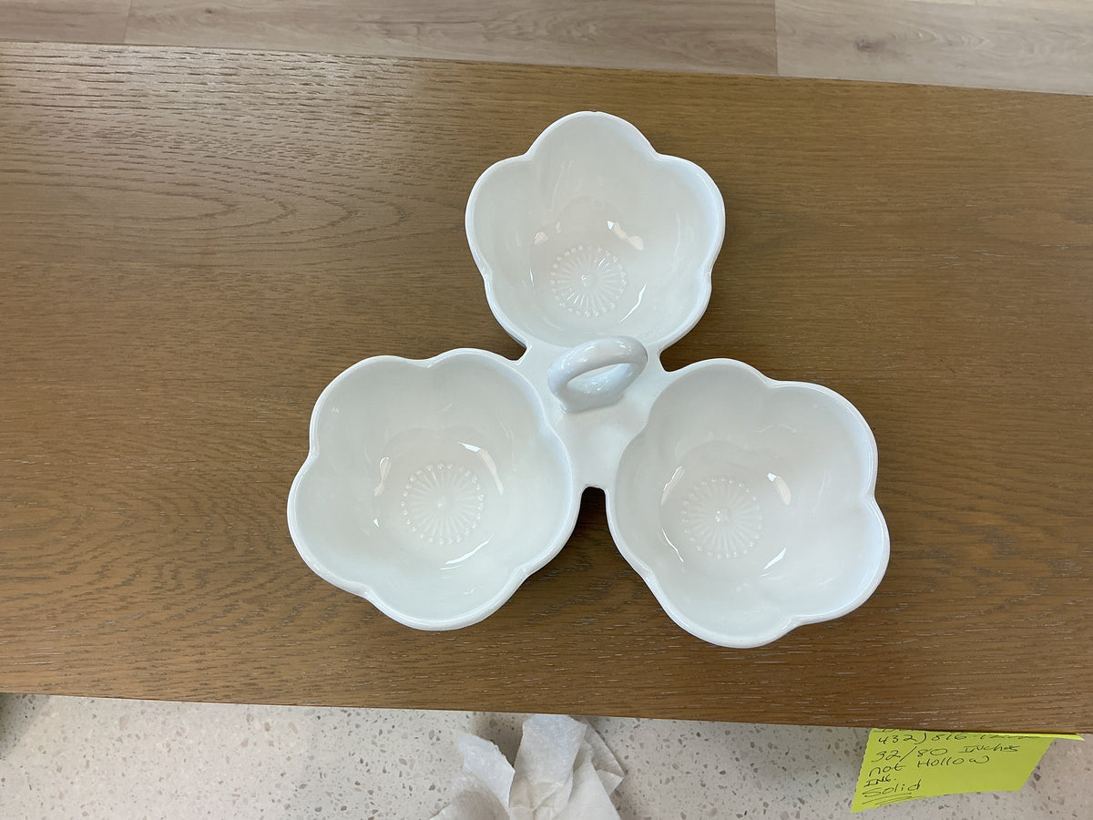 Strawberry Street Whittier Porcelain 3 Bowl Caddy