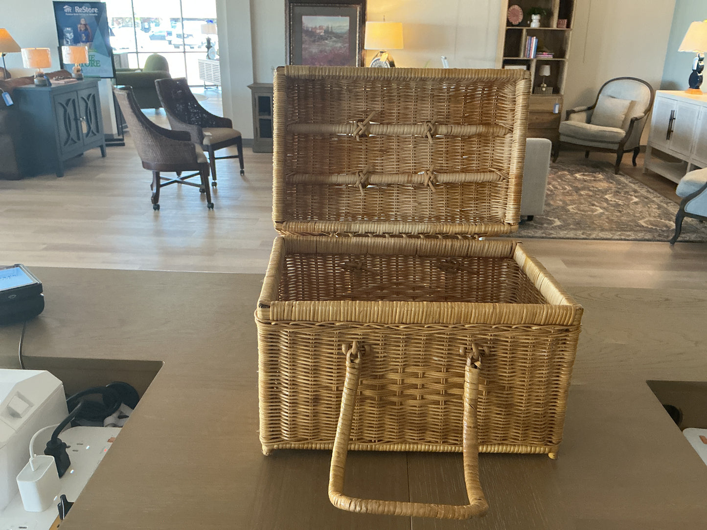 Vintage Rattan Woven Wicker Basket