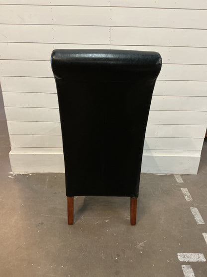 Black Leather Roll Back Dining Chairs (Set of 4)