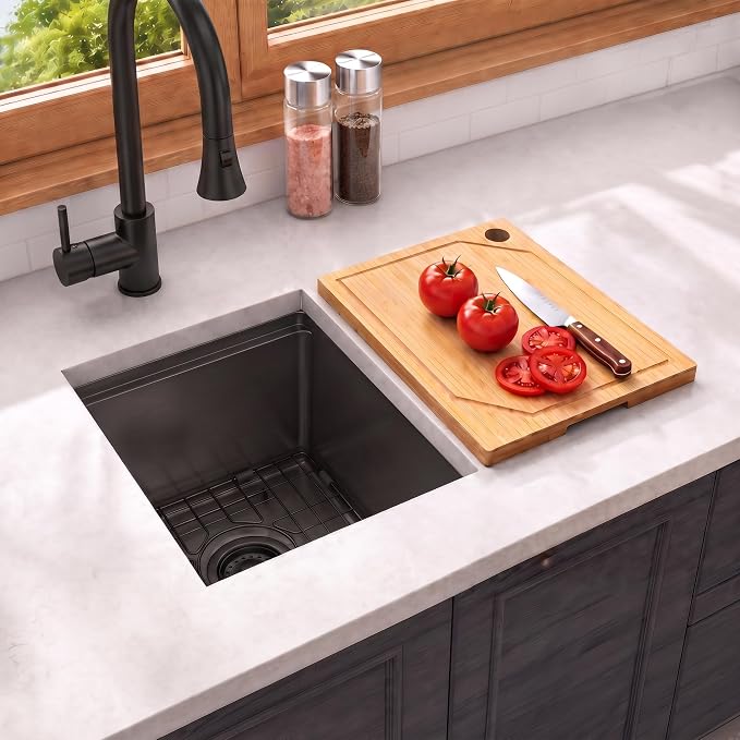 LQS Under Mount Wet Bar Stainless Steel Black Sink
