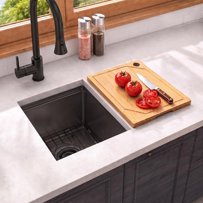 LQS Under Mount Wet Bar Stainless Steel Black Sink